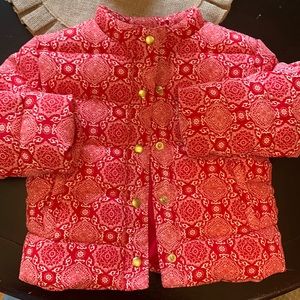 Jamie and Jack girls red white  puffer jacket mock neck quilted